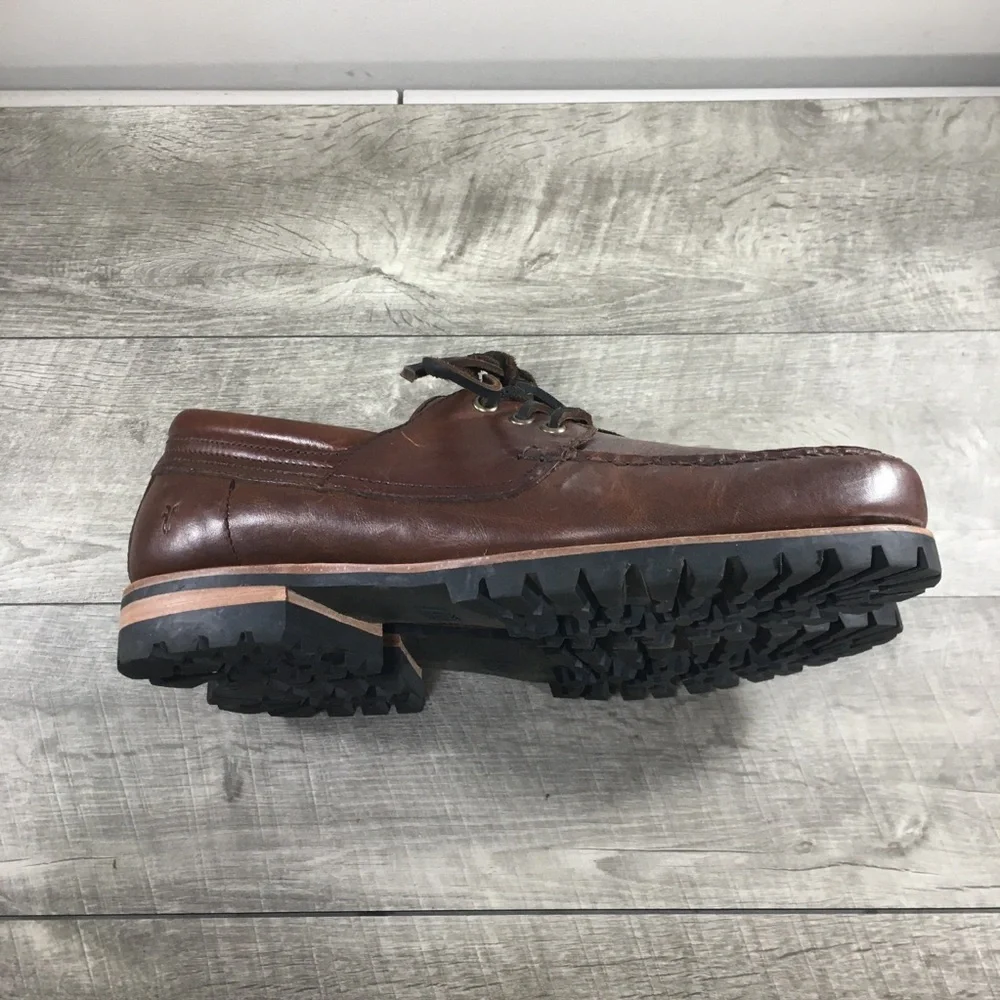 Men's Hudson Leather Campmoc Lug Sole Boat Lace Up Slip On Lug Shoes Size 11.5